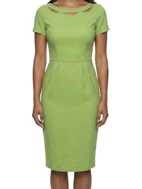 Tatyana Lime Green Cutout Midi Sheath Dress